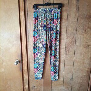 Colorful Geometric Print Plus Size Leggings Stretch Pull On